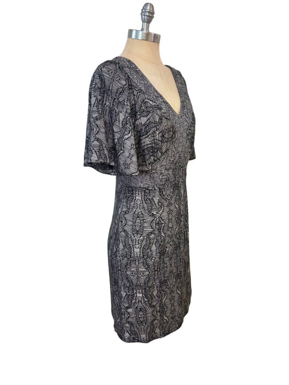 Cabi Twirl Mini Dress Black Gray NWOT Large - Picture 4 of 5